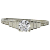 Art Deco 0.40 CTW Diamond 18 Karat White Gold Engagement Ring Wilson's Estate Jewelry