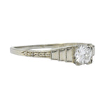Art Deco 0.40 CTW Diamond 18 Karat White Gold Engagement Ring Wilson's Estate Jewelry