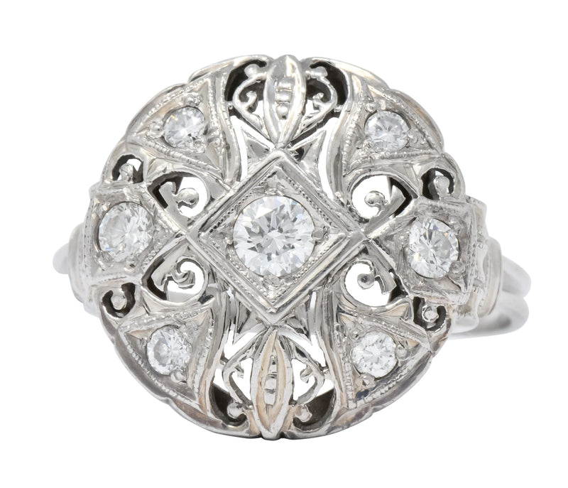 Art Deco 0.40 CTW Diamond Platinum 14 Karat White Gold Ring - Wilson's Estate Jewelry