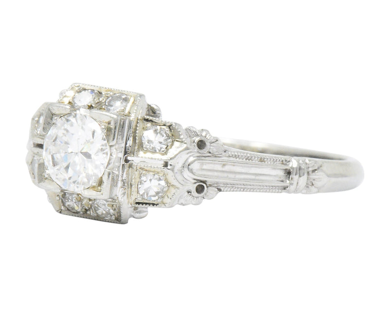 Art Deco 0.45 CTW Diamond 18 Karat White Gold Engagement Ring Wilson's Estate Jewelry
