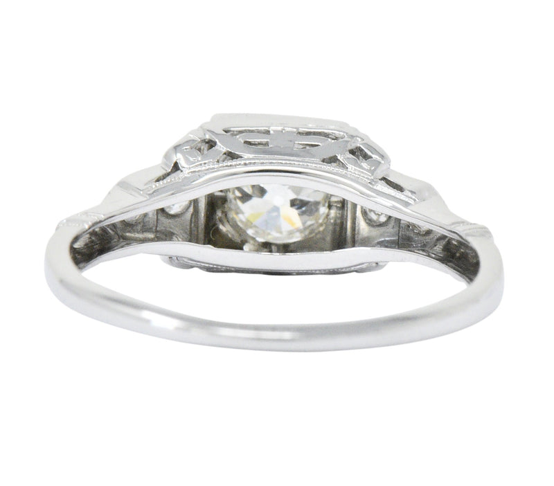 Art Deco 0.53 CTW Diamond 18 Karat White Gold Engagement Ring Wilson's Estate Jewelry