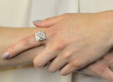 Art Deco 0.55 CTW Diamond 14 Karat White Gold Cocktail Ring - Wilson's Estate Jewelry