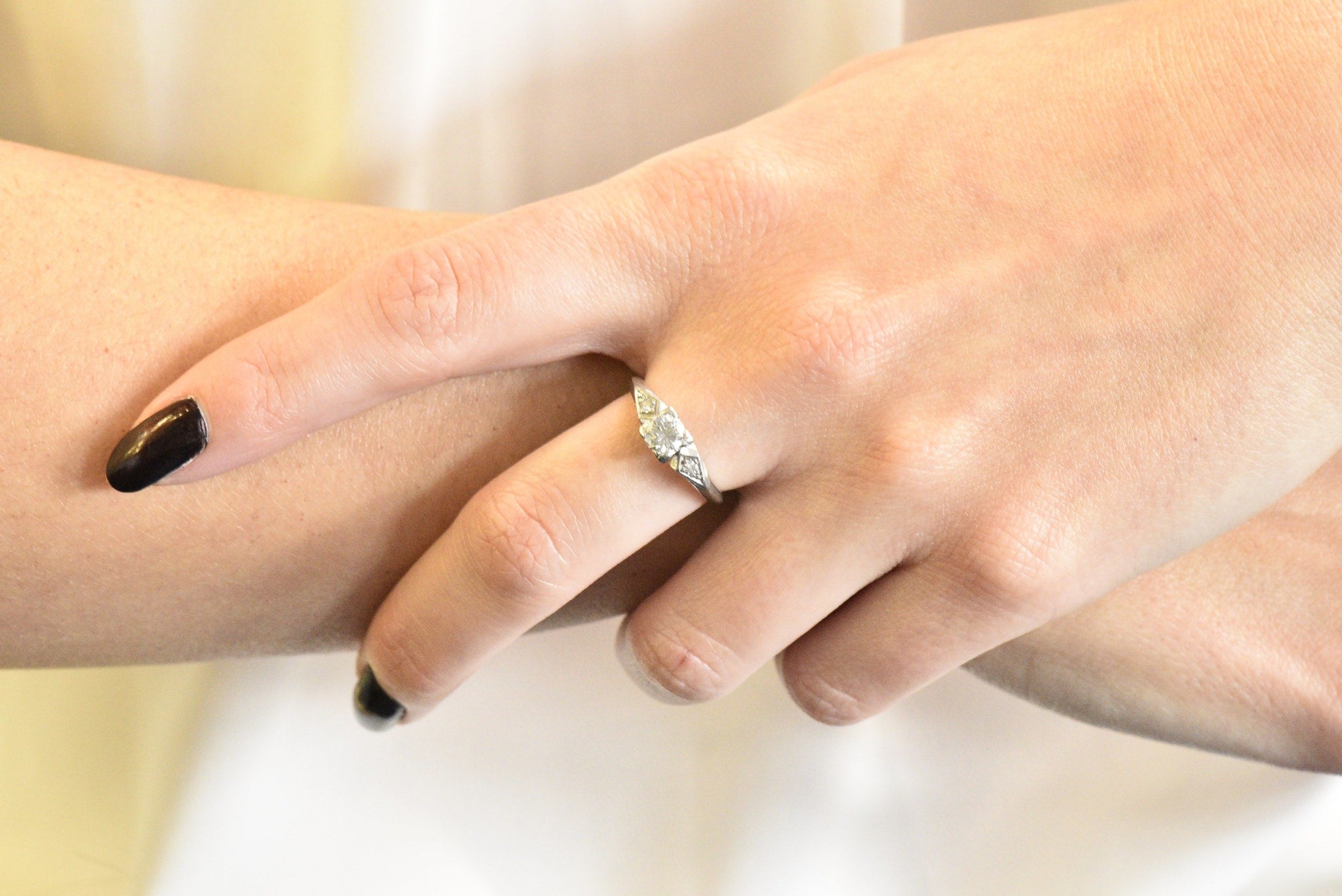 Pretty Art Deco 0.55 CTW Diamond Platinum Engagement Ring Wilson's Estate Jewelry