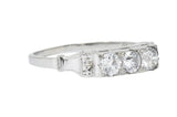 Art Deco 0.57 CTW Diamond 18 Karat White Gold Three Stone Band Ring Wilson's Estate Jewelry