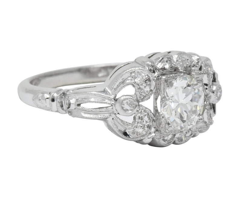 Art Deco 0.57 CTW Old European Cut Diamond Platinum Engagement Ring - Wilson's Estate Jewelry