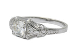 Art Deco 0.59 CTW Diamond 14 Karat White Gold Engagement Ring Wilson's Estate Jewelry