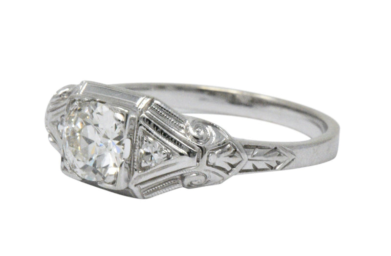 Art Deco 0.59 CTW Diamond 14 Karat White Gold Engagement Ring Wilson's Estate Jewelry