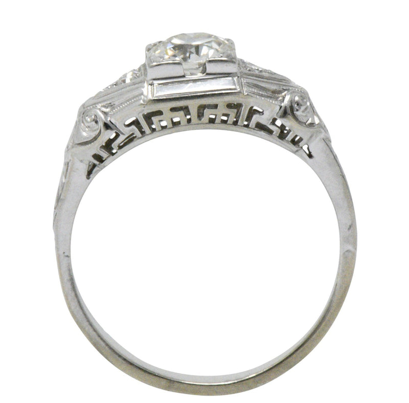 Art Deco 0.59 CTW Diamond 14 Karat White Gold Engagement Ring Wilson's Estate Jewelry