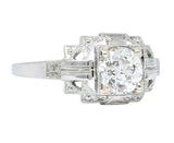 Art Deco 0.73 CTW Diamond 18 Karat White Gold Engagement Ring GIA - Wilson's Estate Jewelry