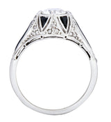 Art Deco 0.80 CTW Diamond Onyx Platinum Engagement Ring - Wilson's Estate Jewelry