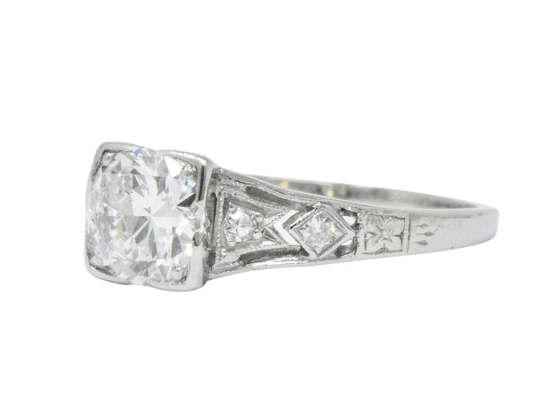Art Deco 0.84 CTW Diamond Platinum Engagement Ring GIA Wilson's Estate Jewelry