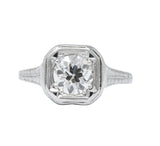 Art Deco 0.87 CTW Diamond Platinum Cushion Engagement Ring Wilson's Estate Jewelry