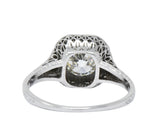 Art Deco 0.87 CTW Diamond Platinum Cushion Engagement Ring Wilson's Estate Jewelry
