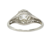 Art Deco 0.92 CTW Old Mine Diamond 18 Karat White Gold Foliate Engagement Ring GIA Wilson's Estate Jewelry