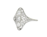 Art Deco 0.93 CTW Old European Cut Diamond Platinum Dinner Ring Wilson's Estate Jewelry
