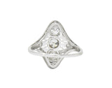 Art Deco 0.93 CTW Old European Cut Diamond Platinum Dinner Ring Wilson's Estate Jewelry