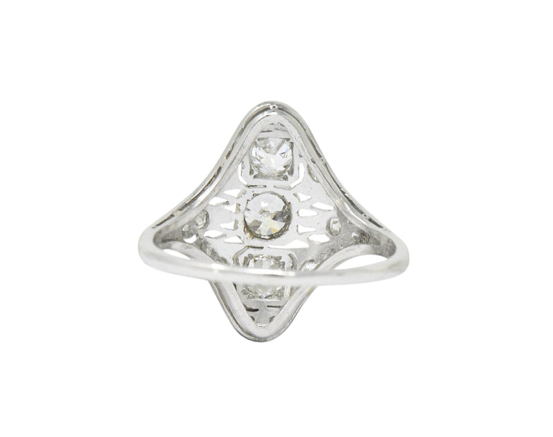 Art Deco 0.93 CTW Old European Cut Diamond Platinum Dinner Ring Wilson's Estate Jewelry