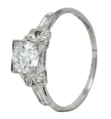 Art Deco 0.97 CTW Diamond Platinum Engagement Ring GIA Wilson's Estate Jewelry