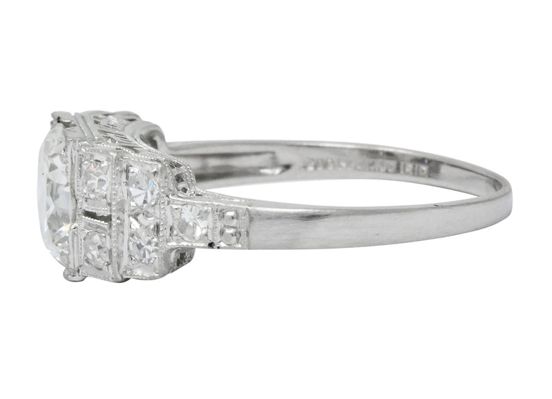 Art Deco 1.20 CTW Diamond Platinum Engagement Ring GIA - Wilson's Estate Jewelry
