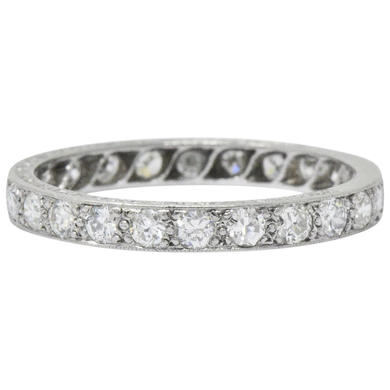 Art Deco 1.20 CTW Diamond Platinum Eternity Stack Band Ring Wilson's Estate Jewelry