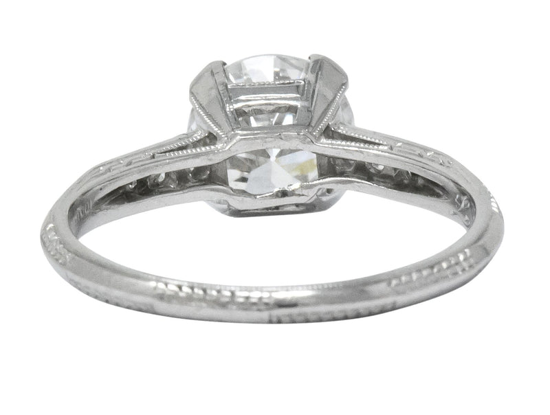 Art Deco 1.20 CTW Transitional Cut Diamond Platinum Engagement Ring GIA - Wilson's Estate Jewelry
