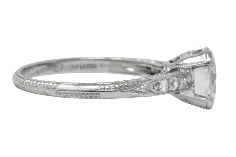 Art Deco 1.20 CTW Transitional Cut Diamond Platinum Engagement Ring GIA - Wilson's Estate Jewelry