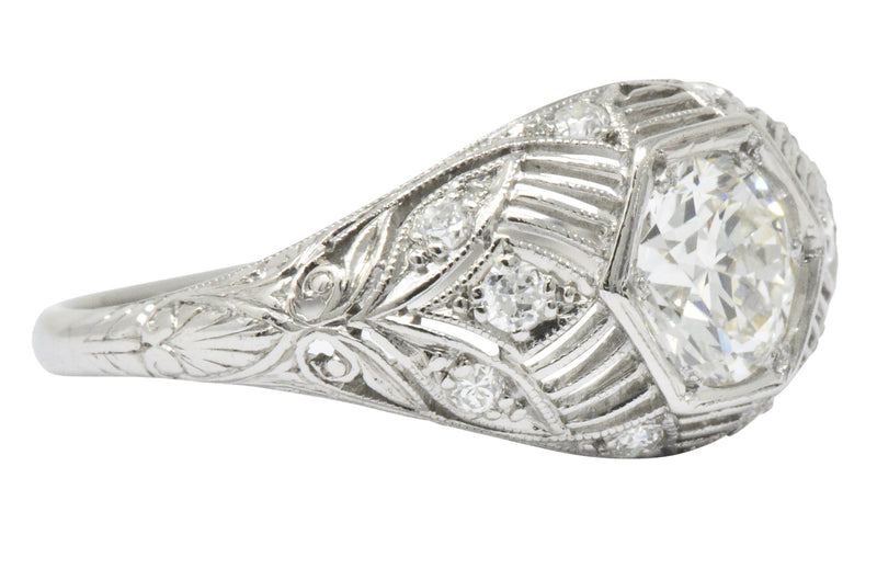 Art Deco 1.25 CTW Diamond Platinum Alternative Engagement Ring GIA Wilson's Estate Jewelry