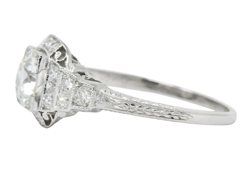 Art Deco 1.51 CTW Old European Cut Diamond Platinum Engagement Ring GIA - Wilson's Estate Jewelry