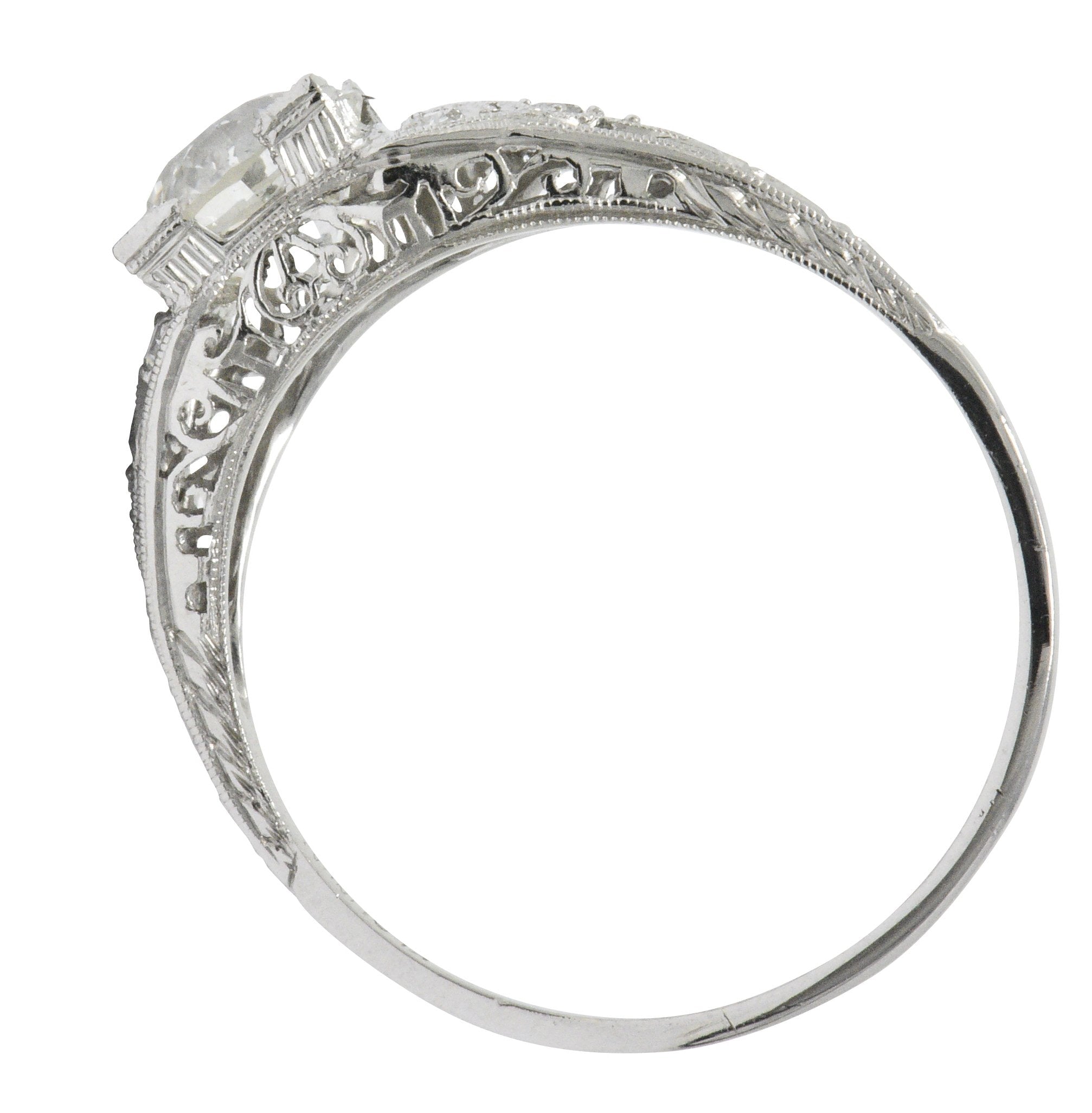 Art Deco 1.60 CTW Diamond Platinum Engagement Ring, GIA Wilson's Estate Jewelry