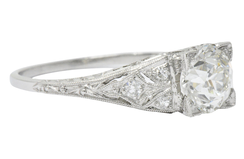 Art Deco 1.60 CTW Diamond Platinum Engagement Ring, GIA Wilson's Estate Jewelry