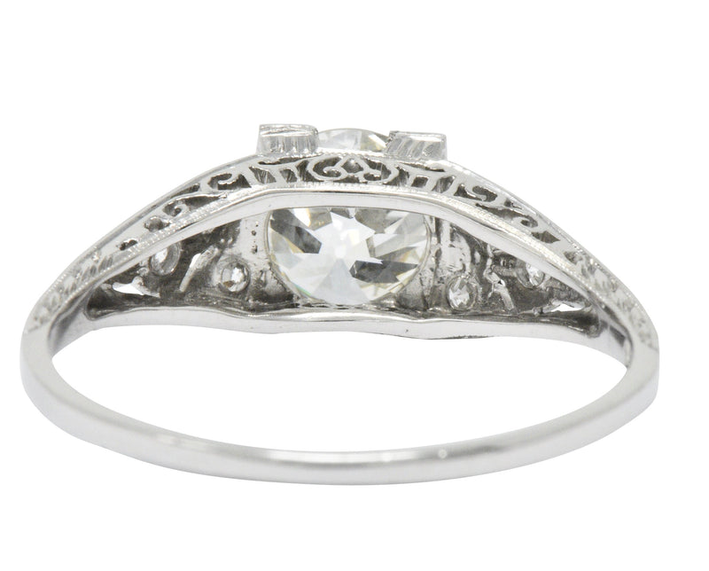 Art Deco 1.60 CTW Diamond Platinum Engagement Ring, GIA Wilson's Estate Jewelry