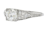 Art Deco 1.60 CTW Diamond Platinum Engagement Ring, GIA Wilson's Estate Jewelry