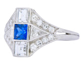 Art Deco 1.70 CTW Sapphire Diamond Platinum Ring Wilson's Estate Jewelry