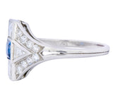 Art Deco 1.70 CTW Sapphire Diamond Platinum Ring Wilson's Estate Jewelry