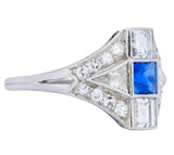 Art Deco 1.70 CTW Sapphire Diamond Platinum Ring Wilson's Estate Jewelry