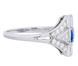 Art Deco 1.70 CTW Sapphire Diamond Platinum Ring Wilson's Estate Jewelry