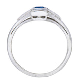 Art Deco 1.70 CTW Sapphire Diamond Platinum Ring Wilson's Estate Jewelry