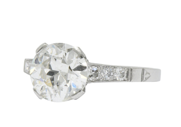 Art Deco 1.83 CTW Diamond Platinum Engagement Ring GIA Wilson's Estate Jewelry