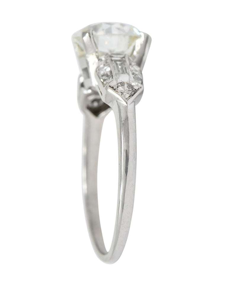 Art Deco 1.84 CTW Diamond Platinum Engagement Ring GIA - Wilson's Estate Jewelry