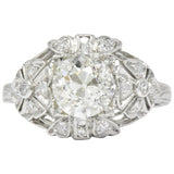 Art Deco 1.84 CTW Diamond Platinum Engagement Ring GIA Wilson's Estate Jewelry