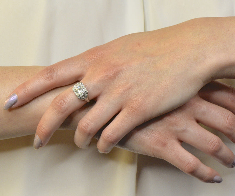 Art Deco 1.95 CTW Diamond Platinum Engagement Ring - Wilson's Estate Jewelry