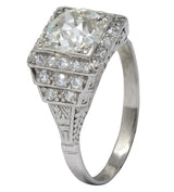 Art Deco 1.95 CTW Diamond Platinum Engagement Ring - Wilson's Estate Jewelry