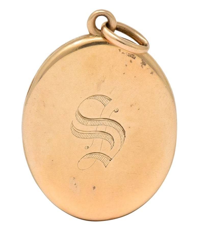 Art Deco 14 Karat Two-Tone Gold Platinum Decorated Locket - Wilson's Estate Jewelry