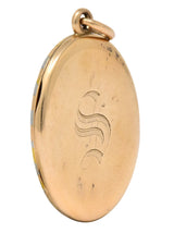 Art Deco 14 Karat Two-Tone Gold Platinum Decorated Locket - Wilson's Estate Jewelry