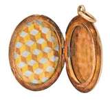 Art Deco 14 Karat Two-Tone Gold Platinum Decorated Locket - Wilson's Estate Jewelry