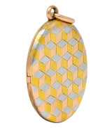 Art Deco 14 Karat Two-Tone Gold Platinum Decorated Locket - Wilson's Estate Jewelry