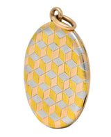 Art Deco 14 Karat Two-Tone Gold Platinum Decorated Locket - Wilson's Estate Jewelry