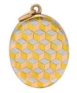 Art Deco 14 Karat Two-Tone Gold Platinum Decorated Locket - Wilson's Estate Jewelry