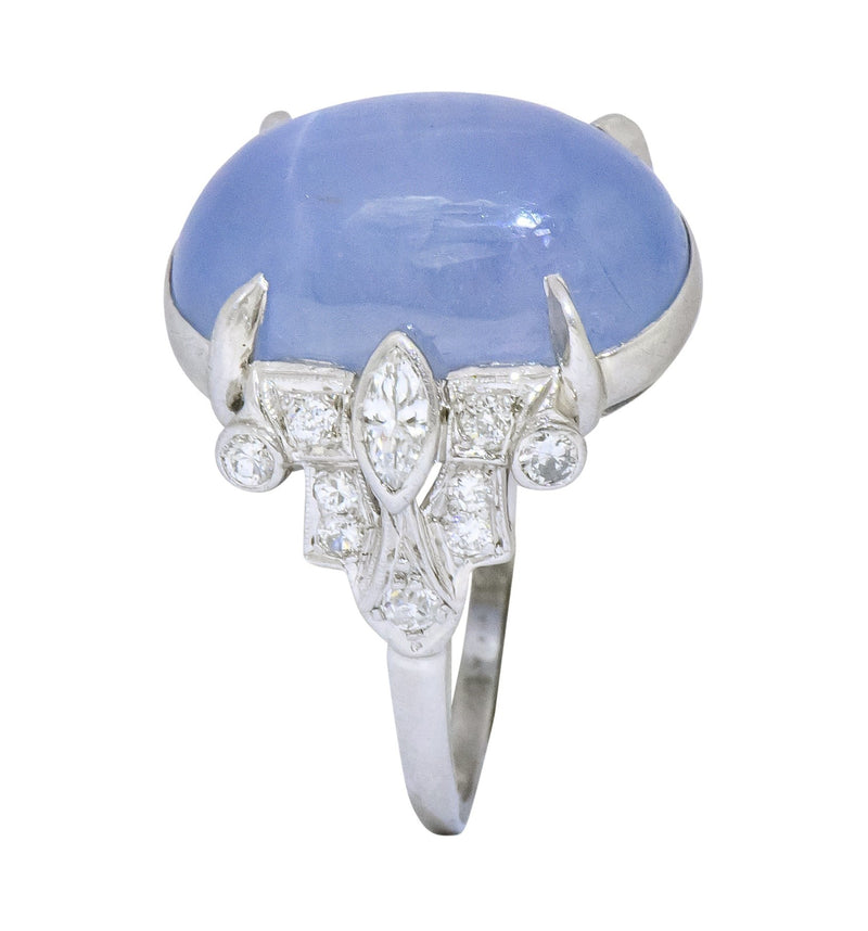 Art Deco 1930's 22.90 CTW Star Sapphire Diamond Platinum Ring - Wilson's Estate Jewelry