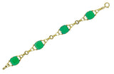 Art Deco 1930's Carved Green Onyx Intaglio 14 Karat Gold Floral Link Bracelet - Wilson's Estate Jewelry
